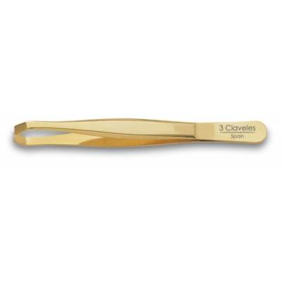 Pinza depilar cangrejo 3 Claveles 9cm Oro