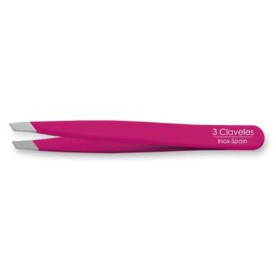 Pinza depilar sesgada 3 Claveles 9cm Rosa