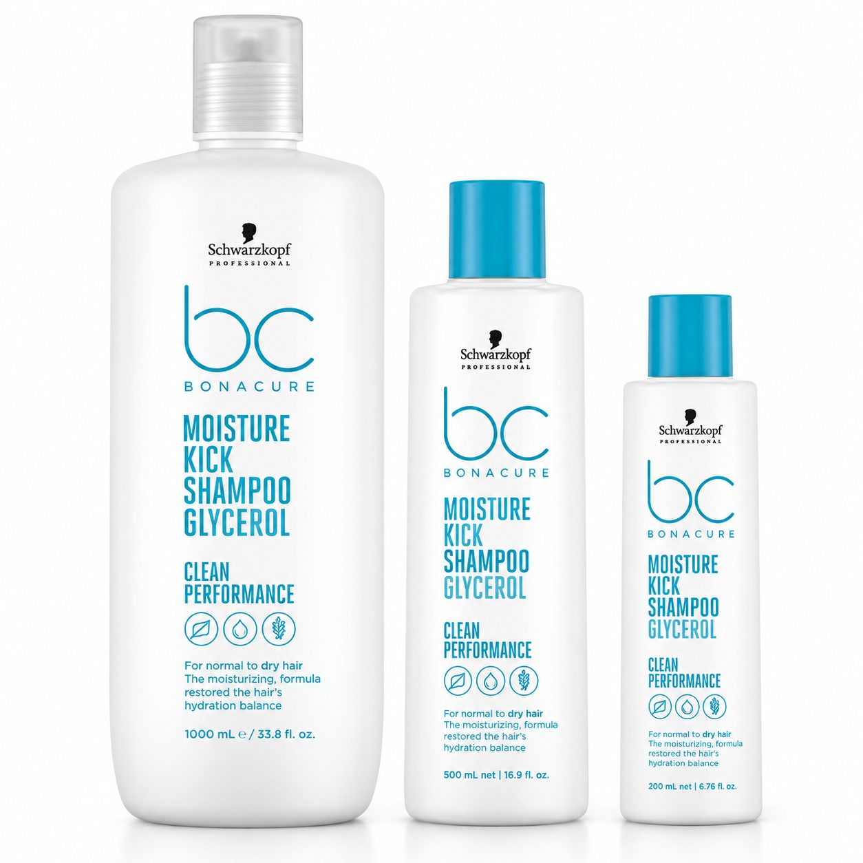 Champú Hidratante Schwarzkopf BC Bonacure Moisture Kick Clean Performance para cabello seco y deshidratado