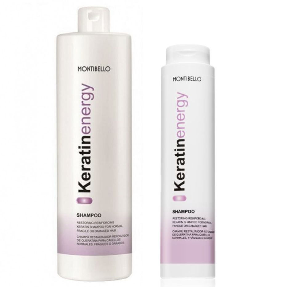 Champú restaurador Montibello Keratin Energy para reparar y fortalecer el cabello