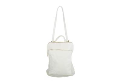 Bolso-Mochila blanca cuero