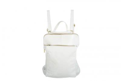 Bolso-Mochila blanca cuero