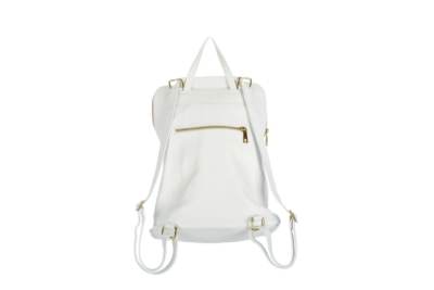 Bolso-Mochila blanca cuero