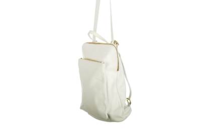 Bolso-Mochila blanca cuero