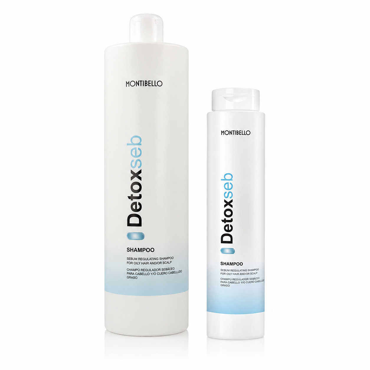 Champú Regulador de Grasa Montibello DetoxSeb para purificar el cuero cabelludo y controlar el exceso de sebo