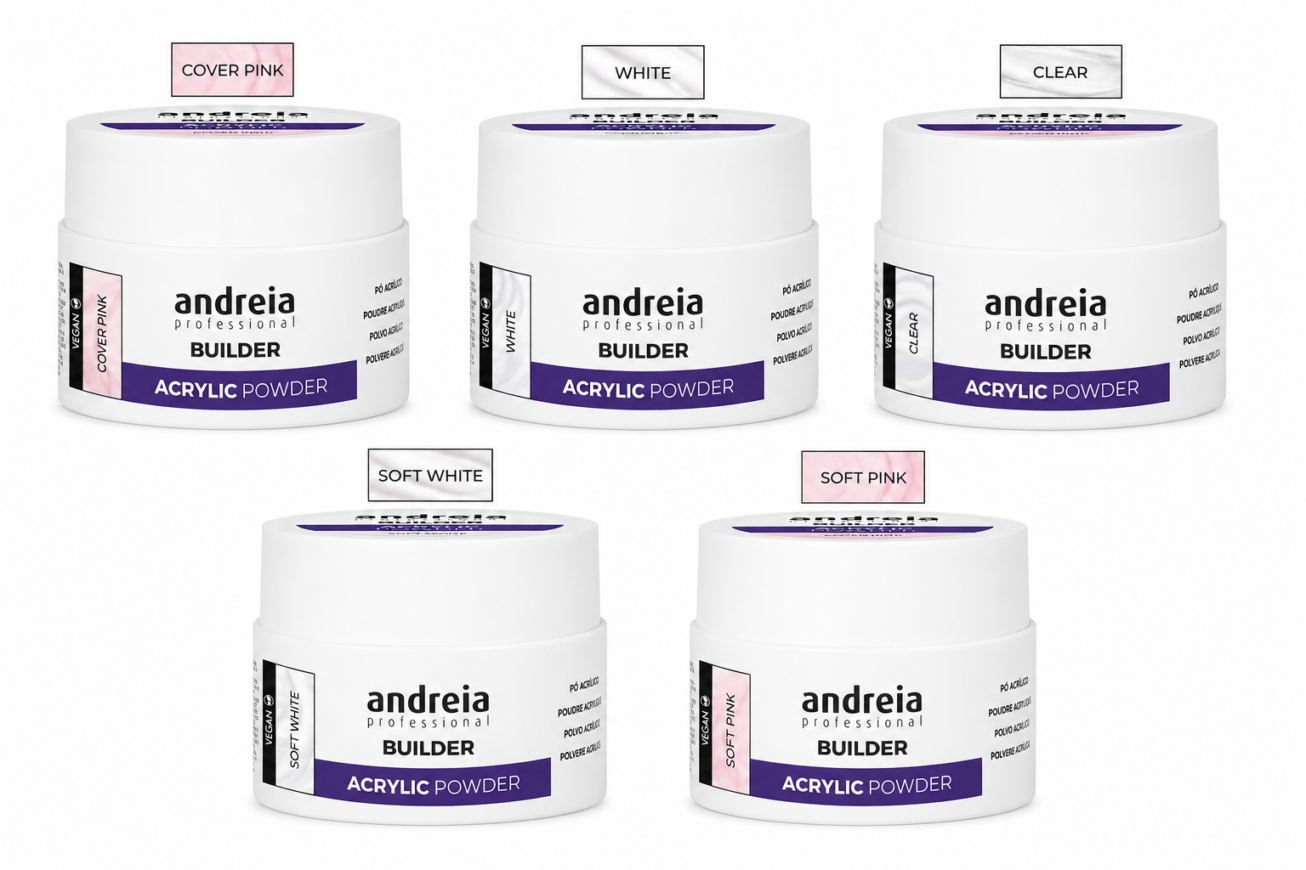 Polvo acrílico Andreia para construcción y esculpido profesional de uñas