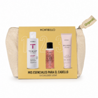 Pack neceser mini Montibello con productos capilares en formato viaje