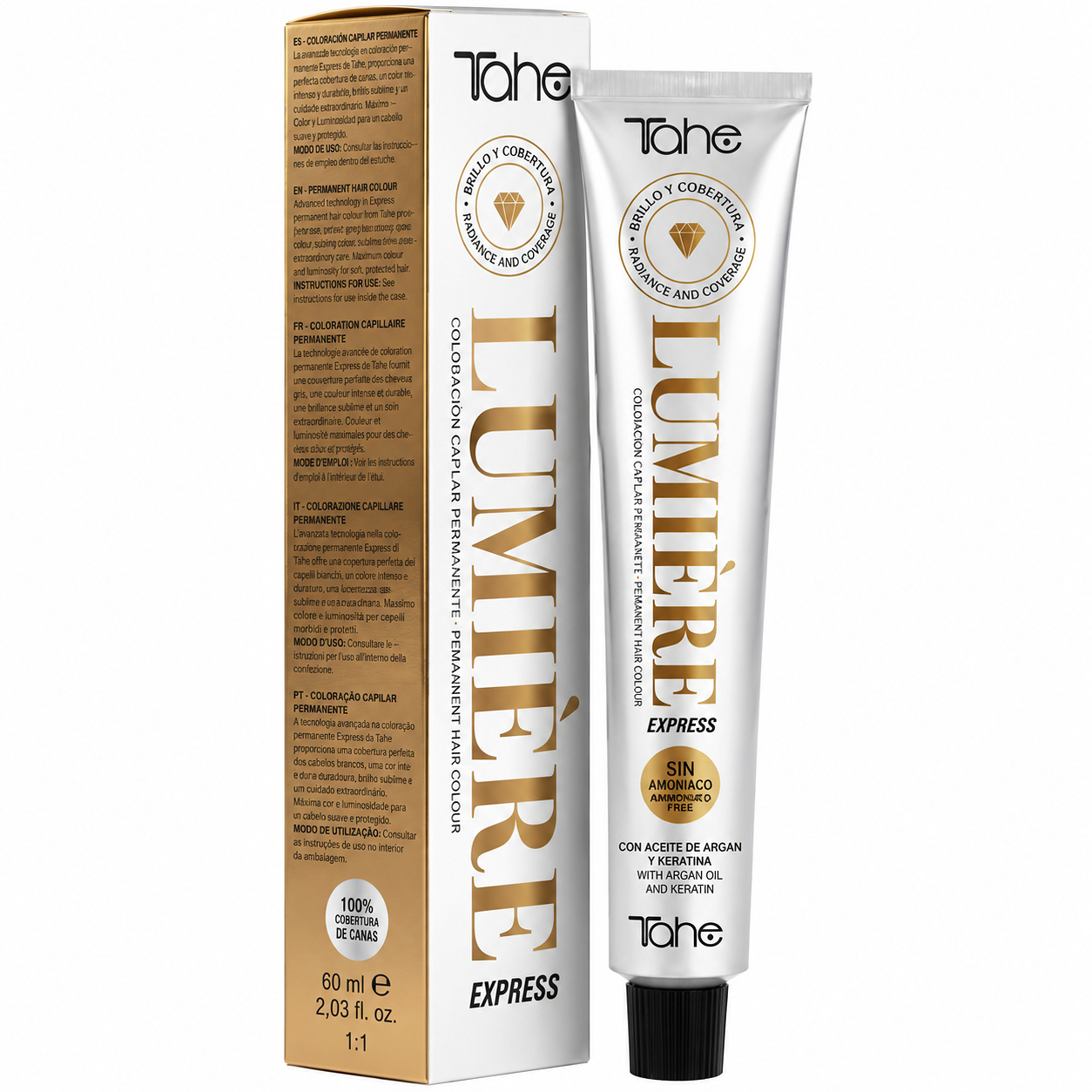 Tintes Tahe Lumière Express Cenizas coloración permanente profesional para el cabello
