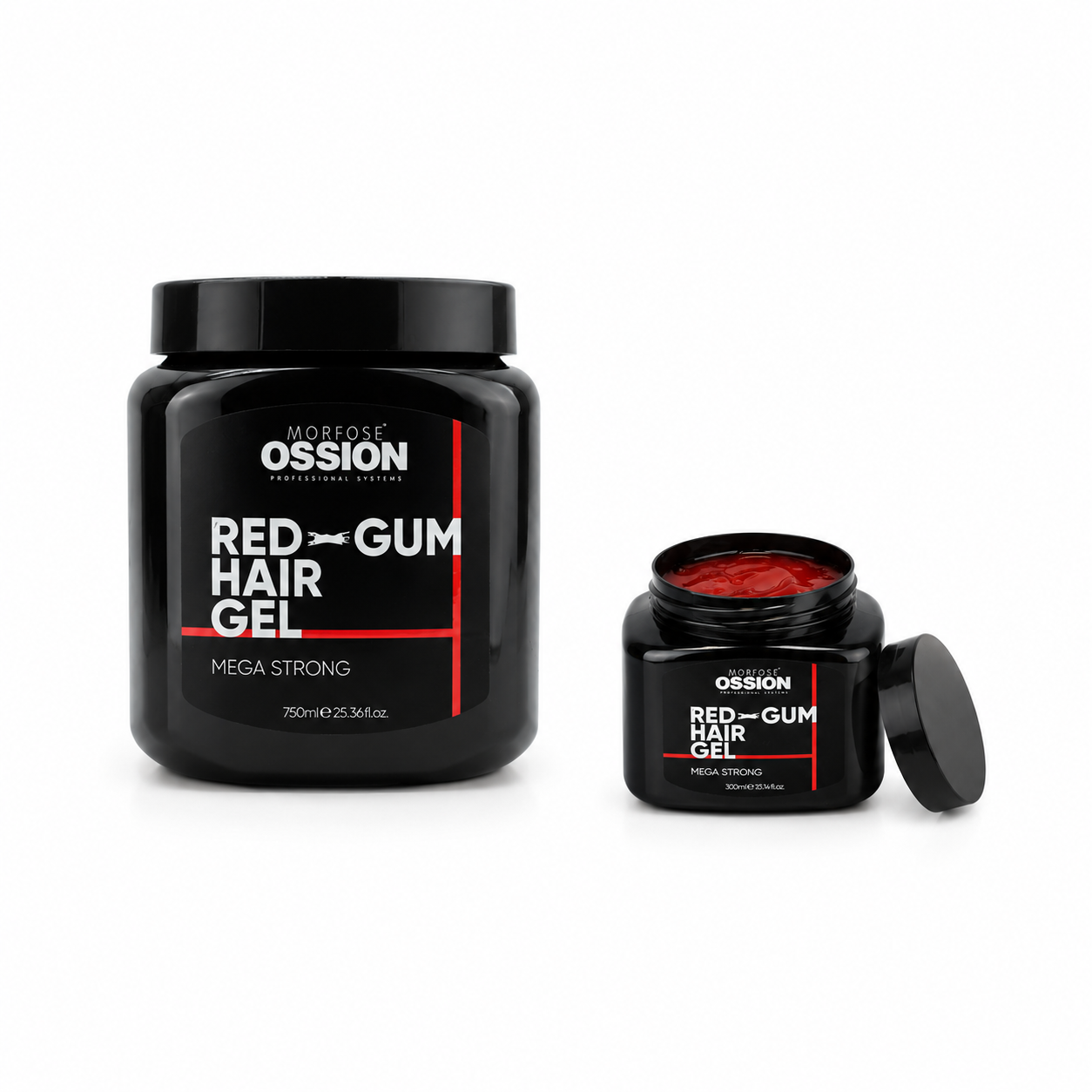 Gel gomina Ossion Red Gum Hair para fijación fuerte y peinados duraderos