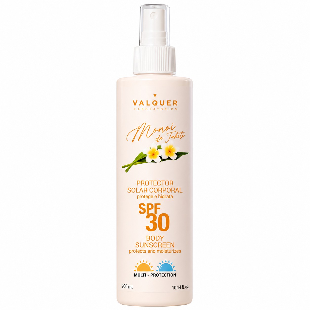 Spray protector solar corporal SPF 30 Valquer para proteger la piel frente a los rayos UVA y UVB