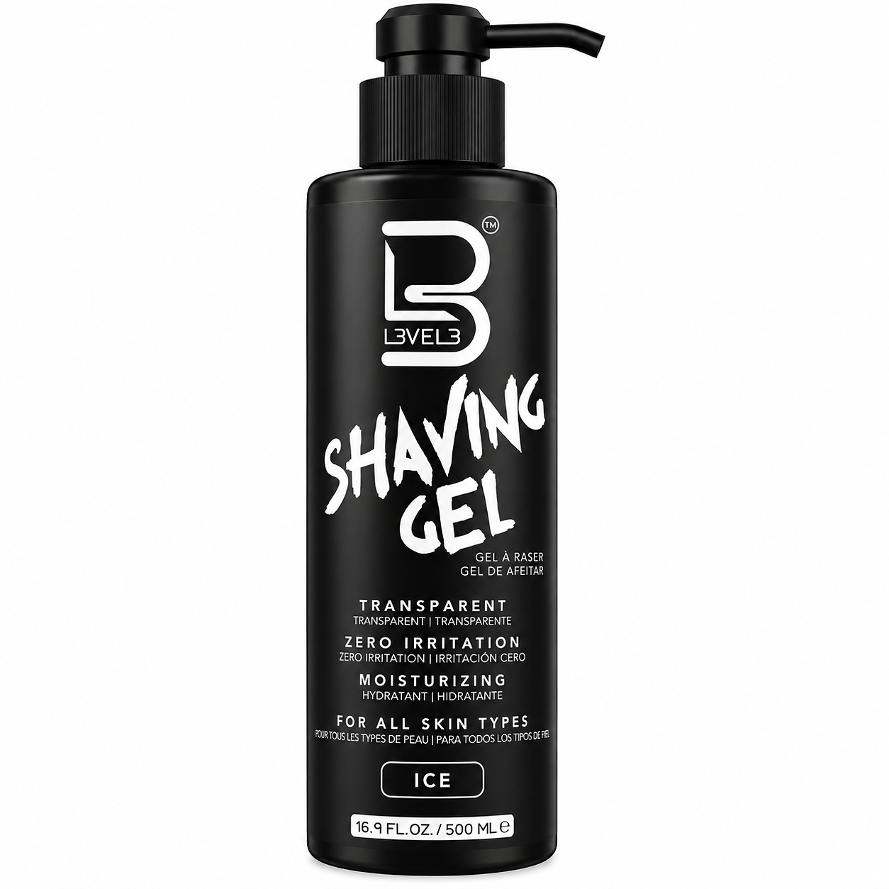 Gel de afeitar transparente Level3 para afeitado y perfilado preciso de barba