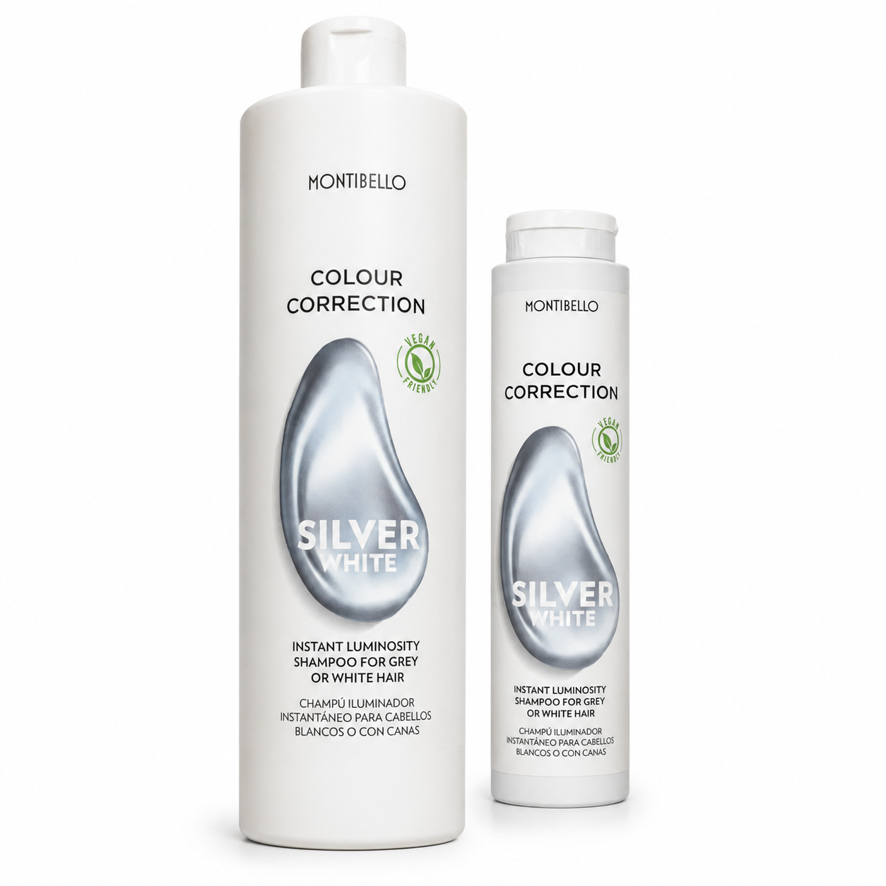 Champú instantáneo Montibello para cabellos blancos o con canas