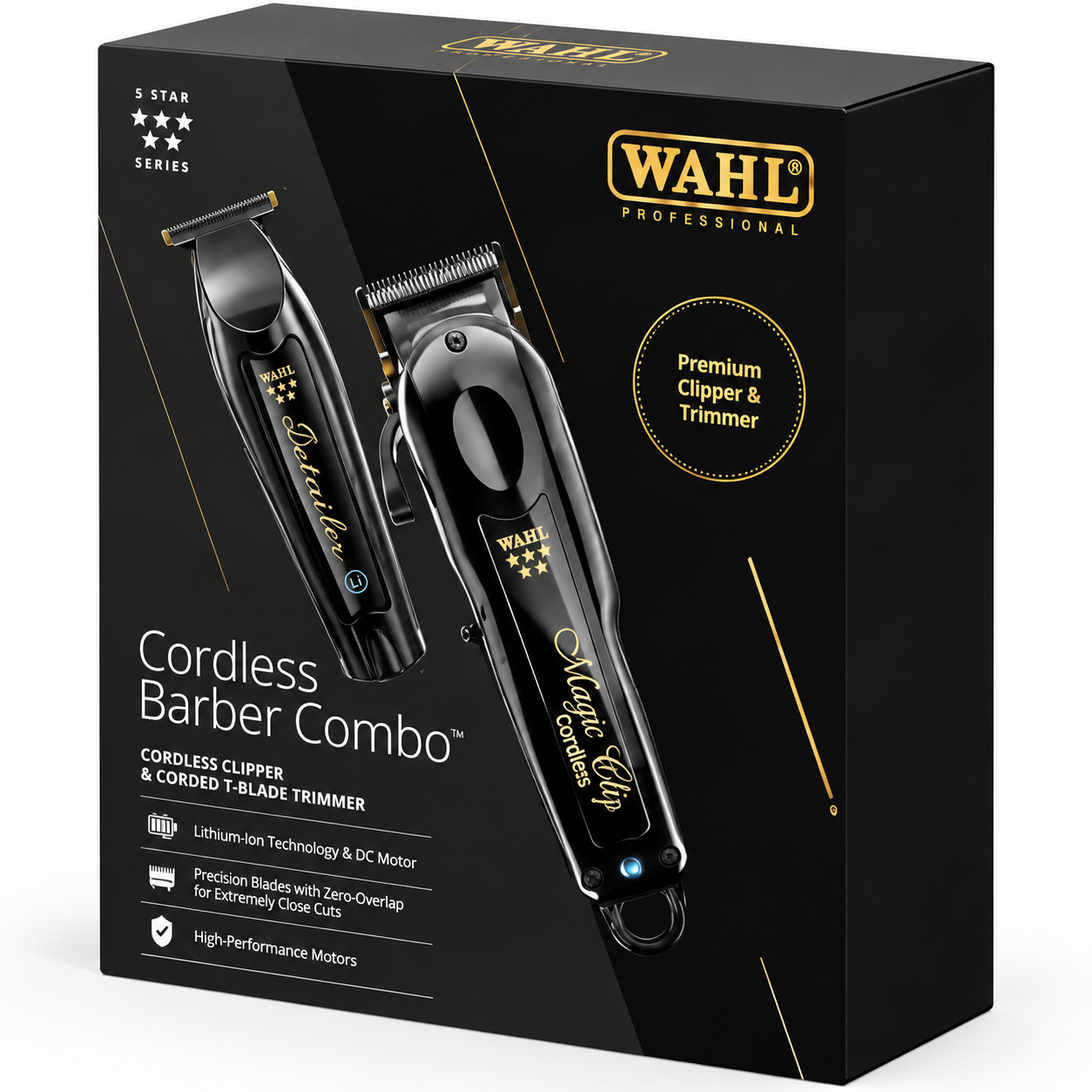 Pack Wahl Barber Combo Cordless con máquinas profesionales inalámbricas para barbería